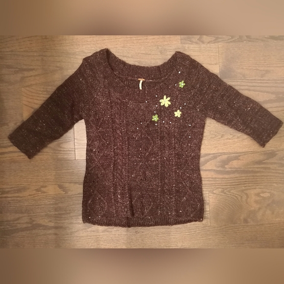 Free people brown sweater with embroidery - Picture 5 of 8